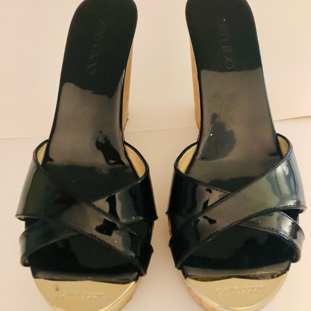 Jimmy Choo patent leather wedge